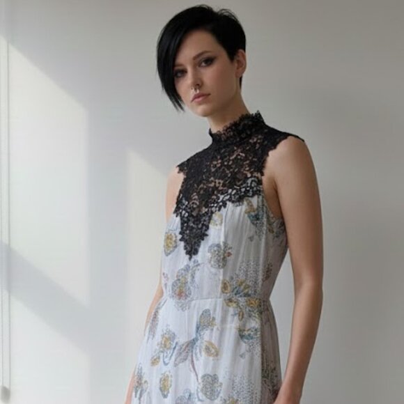 ZARA WOMAN Silk Dress Lace Detail 7785/739 Size M New With Tags $189 - Picture 1 of 16